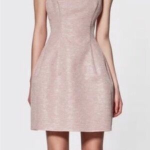 Zara Boatneck Structured Tweed Pink Sleeveless Dress